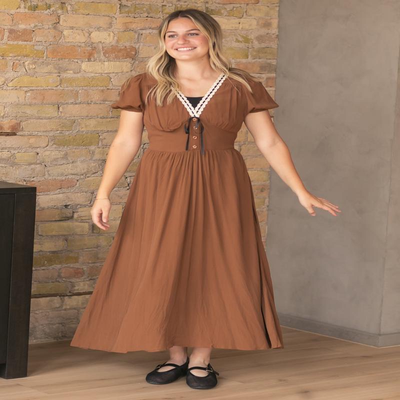 Lace Ribbon Corset Detail Dress