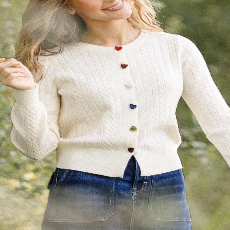 Mochi Heart Button Cardigan - FINAL SALE