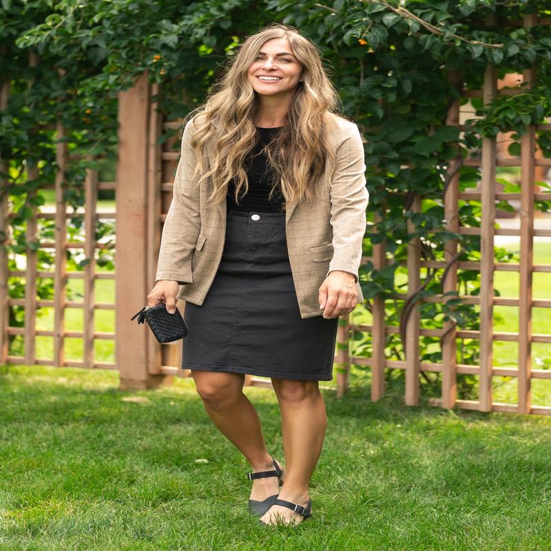 Remi Onyx Black Denim Midi Skirt