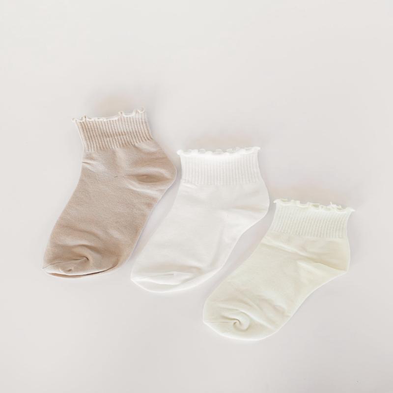 Solid Color Ruffle Ankle Socks