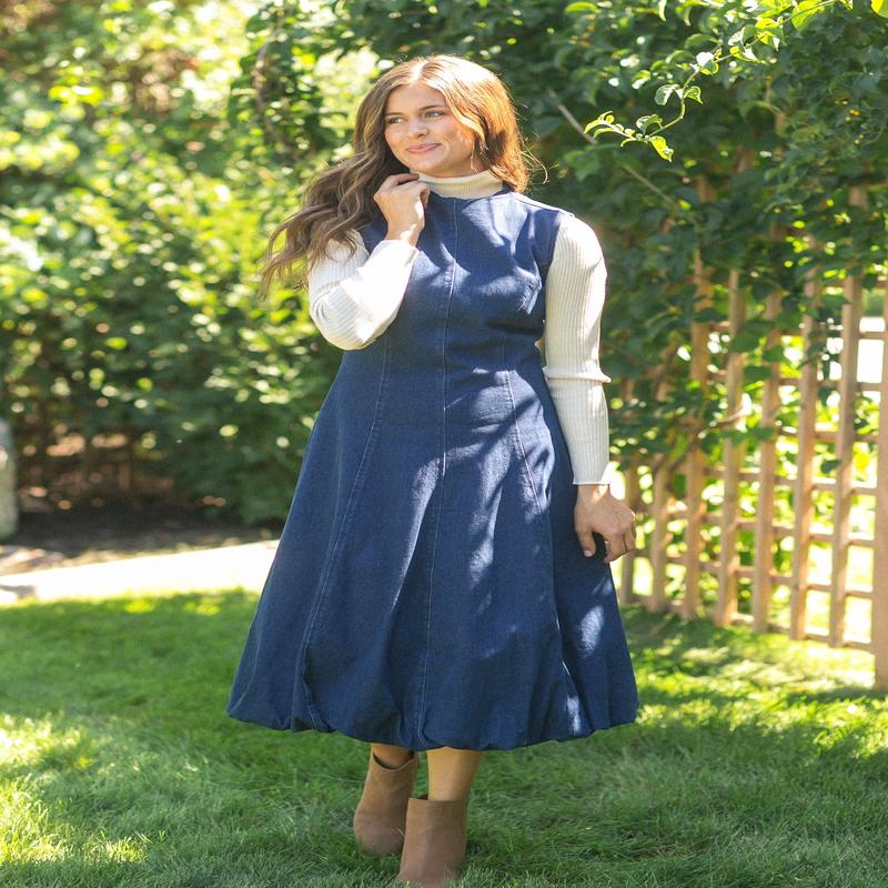 Steve Madden Talasyn Bubble Hem Denim Dress