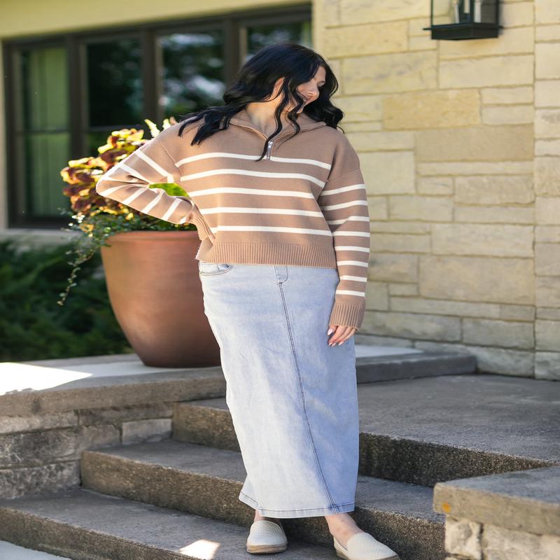 Striped Half Zip Sweater