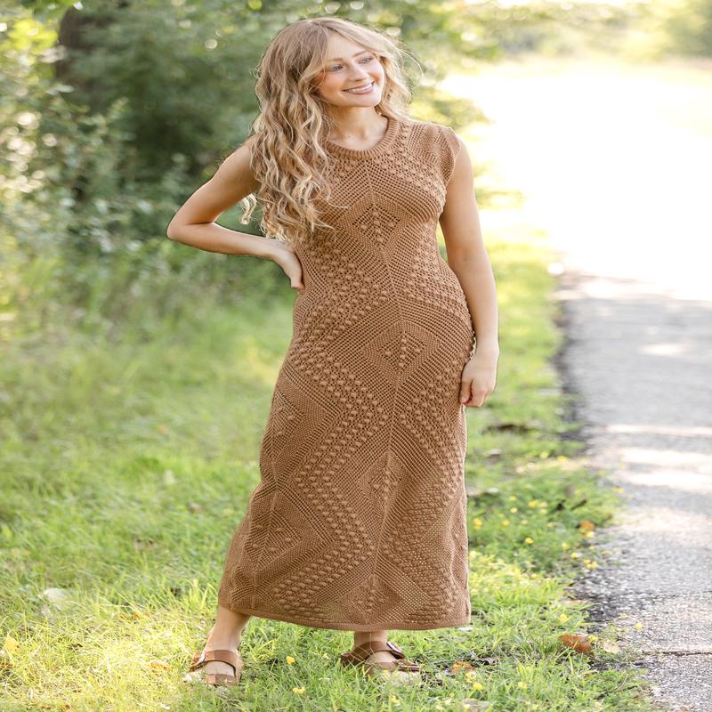 Wandering Intricate Knit Midi Dress