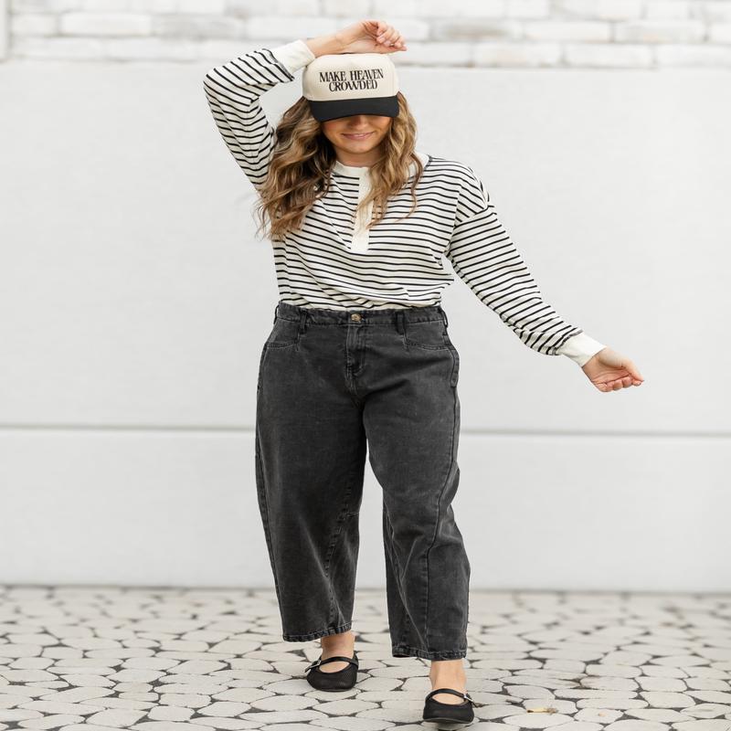 Wide Leg Denim Capri Pants