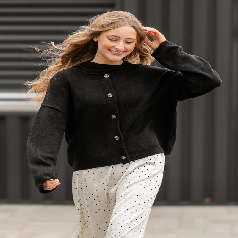 Button Down Raw Seam Cardigan