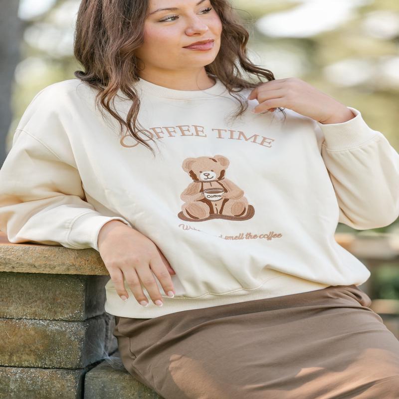 Coffee Time Graphic Crewneck Sweatshirt