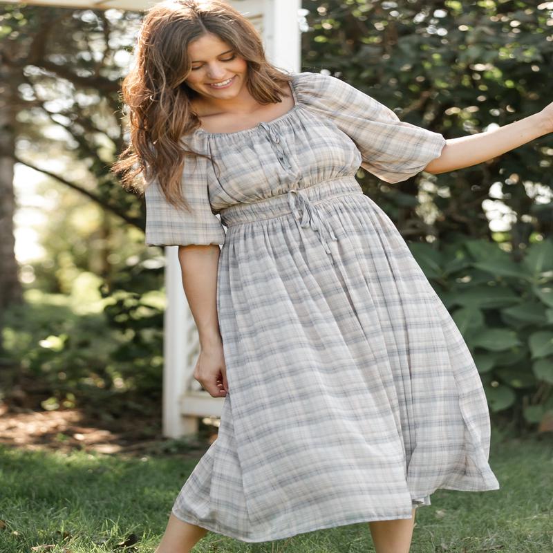 Dyer Plaid Midi Dress
