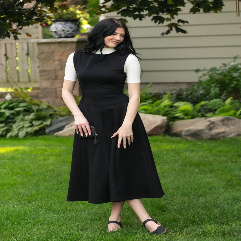 elan Camilla Black Midi Dress