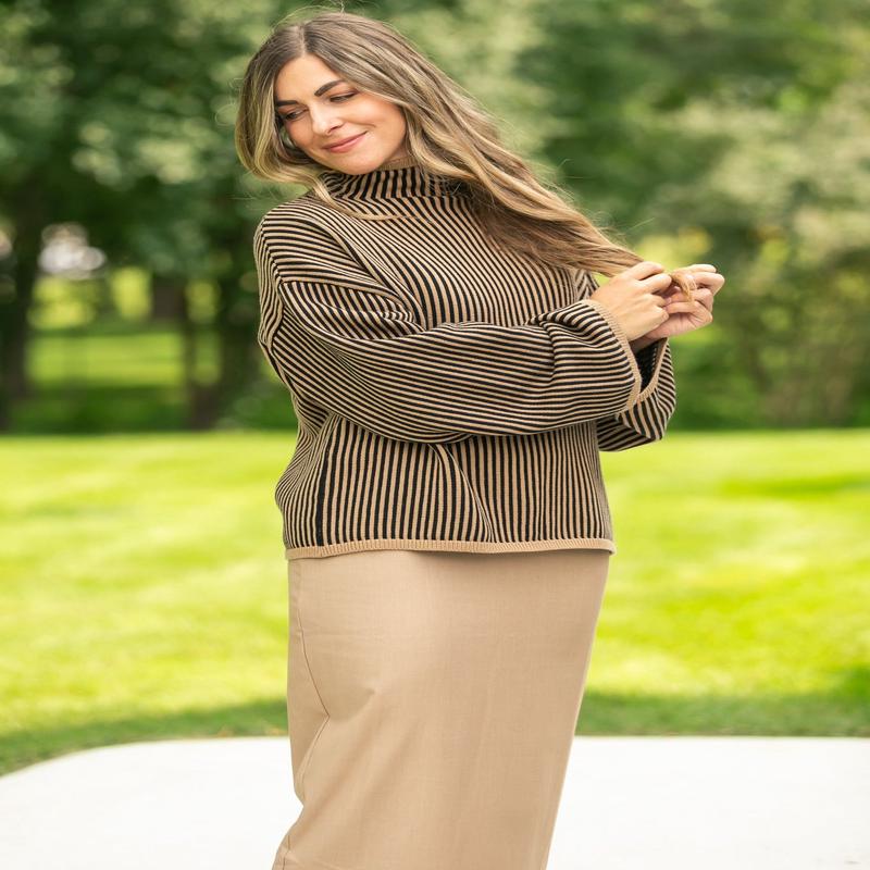 elan Mock Neck Ribbed Sweater