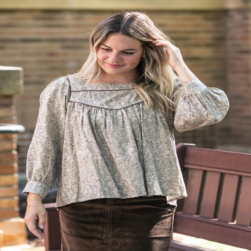 Floral Contrast Smocked Top