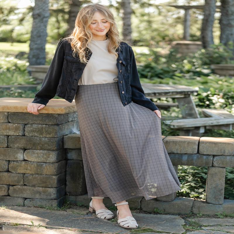 Plaid Mesh A-line Skirt