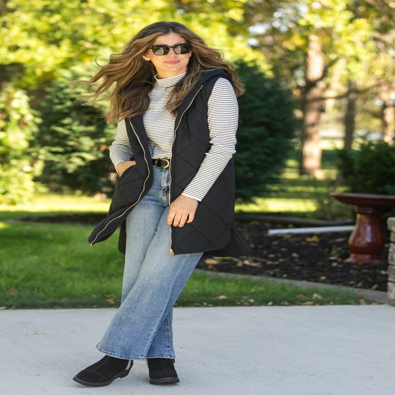 Quilted Long Hoodie Vest