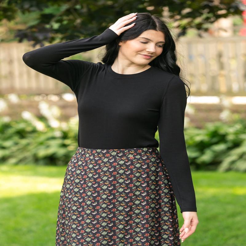 Ribbed Crewneck Long Sleeve Basic Top