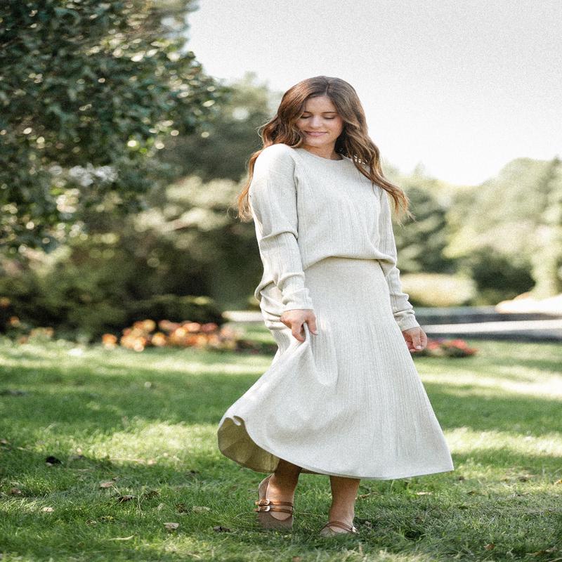 Ribbed Sweater A-line Skirt