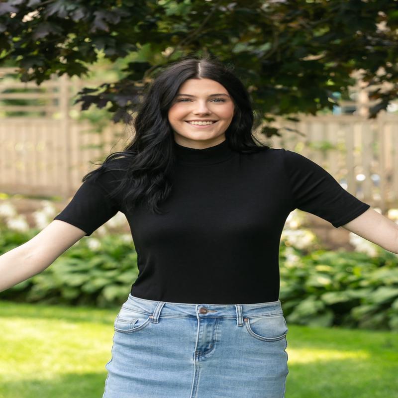 Short Sleeve Mock Neck Top