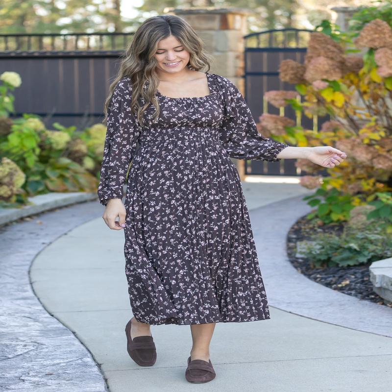 Square Neck Floral Maxi Dress