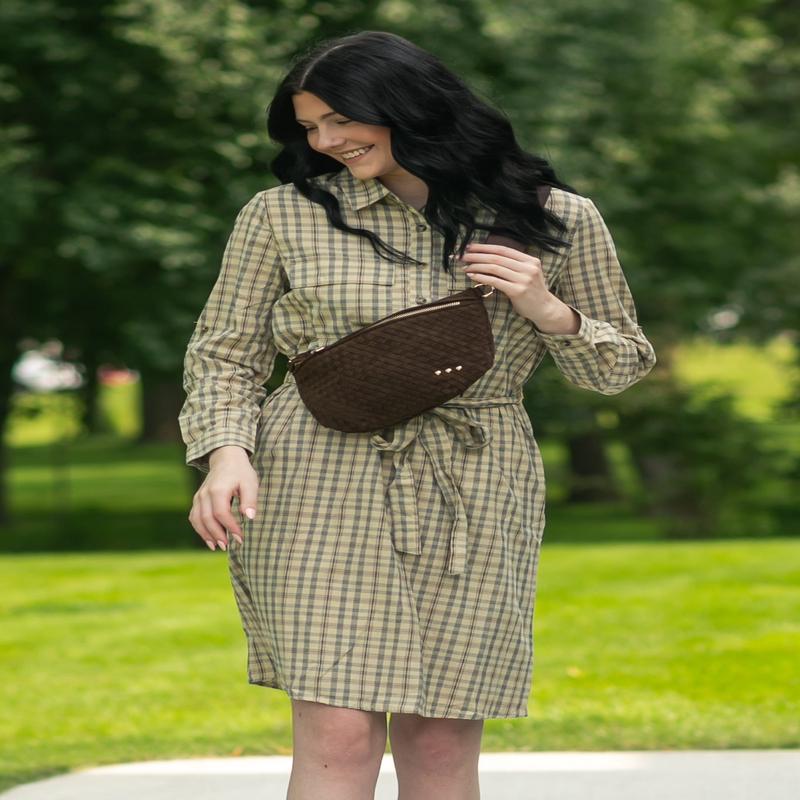 Suede Westlyn Woven Crossbody Bag