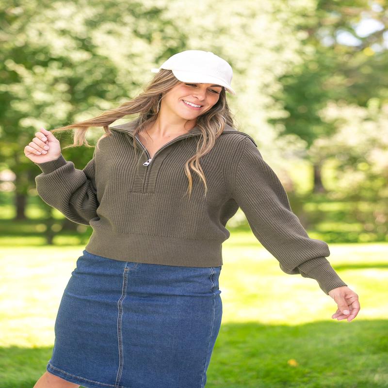 Varley Maura Half-Zip Rib Knit Sweater