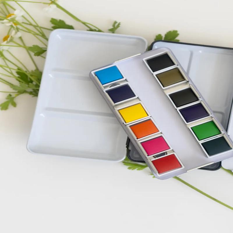12 Color Mini-Travel Watercolor Paint Palette