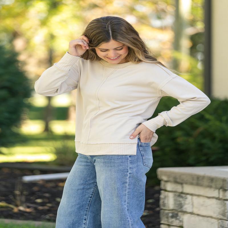 French Terry Exposed Seam Sweatshirt