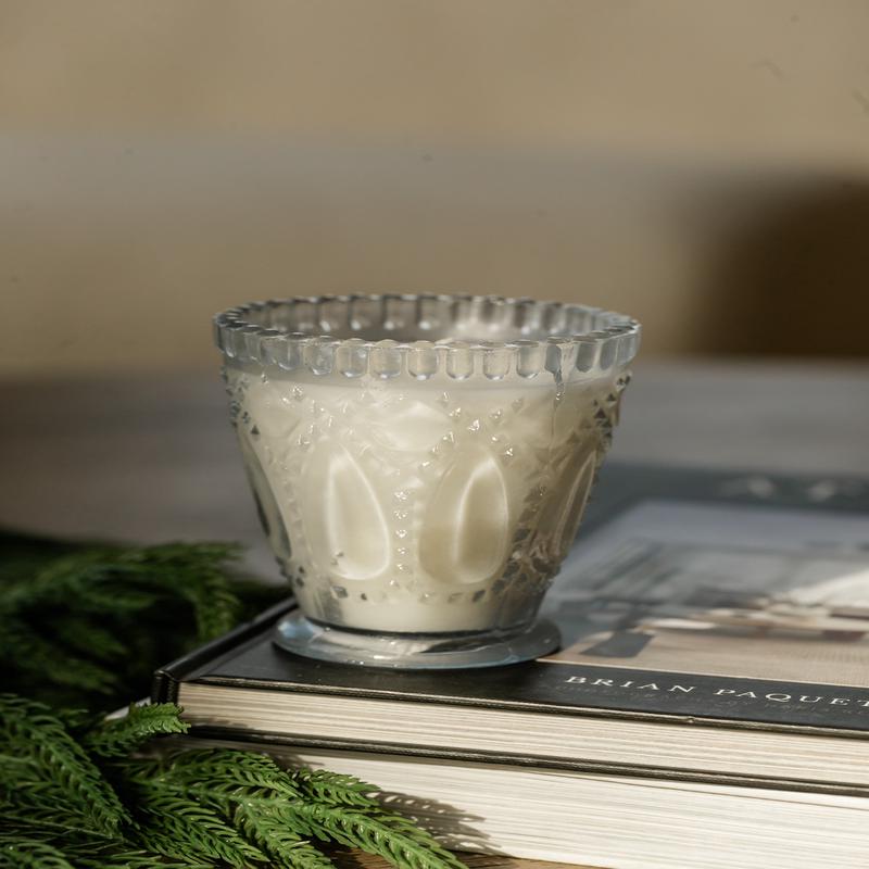 Lavender Vanilla Pressed Glass Candle