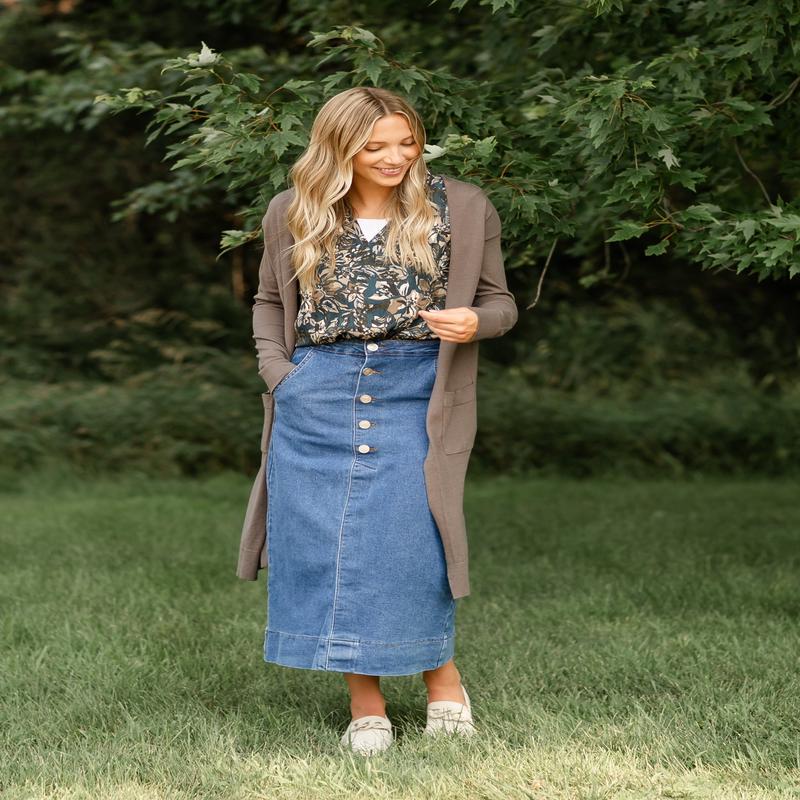 Tess Button Front Midi Skirt - FINAL SALE