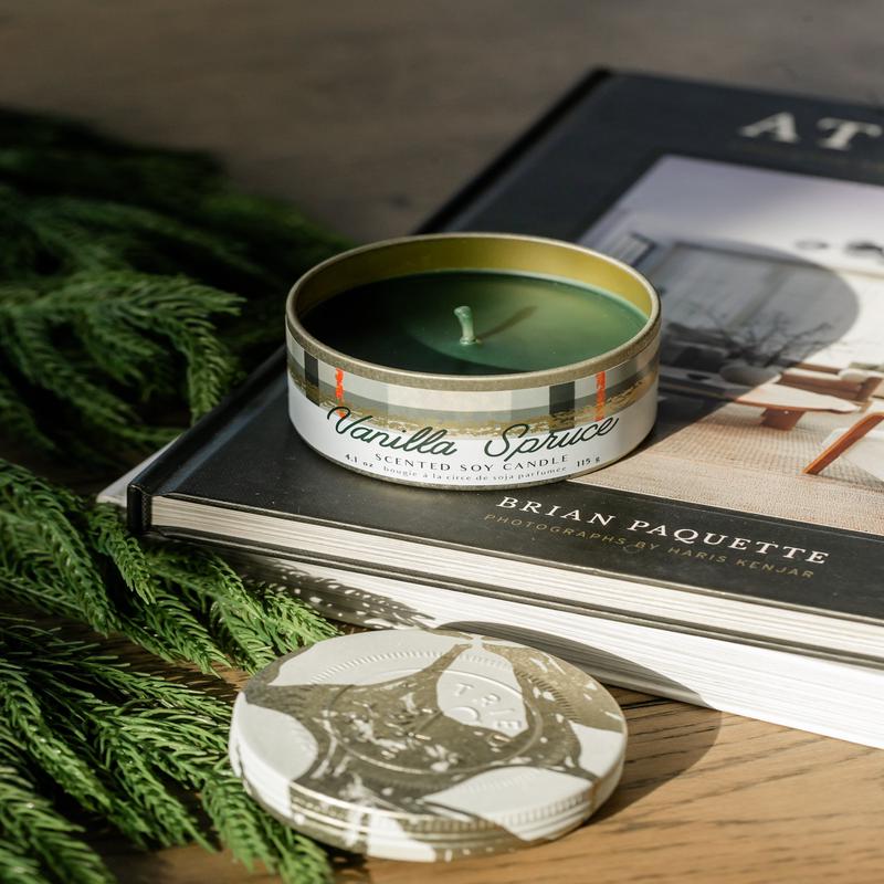 Vanilla Spruce Small Tin Candle
