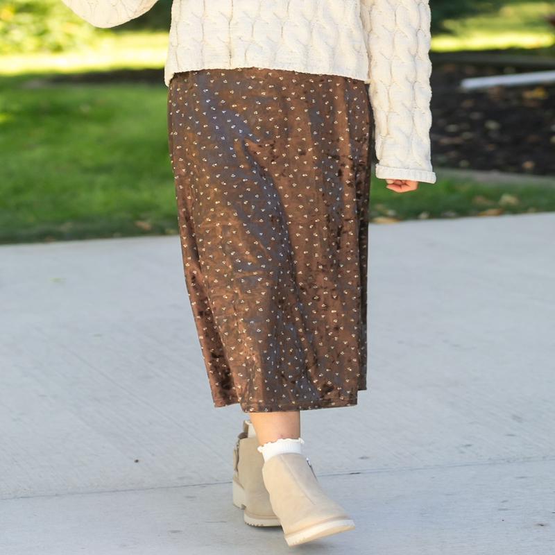 Velvet Ditsy Floral Midi Skirt