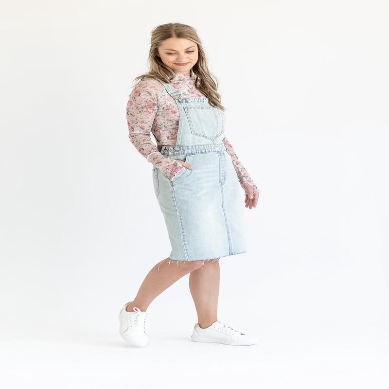 Denim Overall Jumper Raw Hem Midi Dress - FINAL SALE
