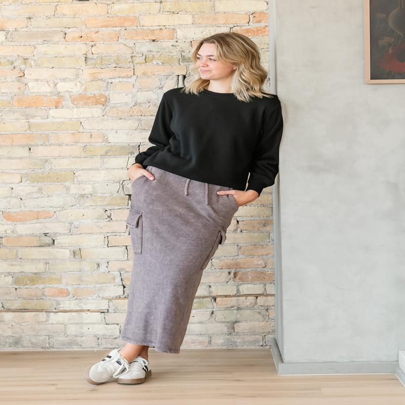 Keziah Brushed Fleece Cargo Maxi Skirt - FINAL SALE