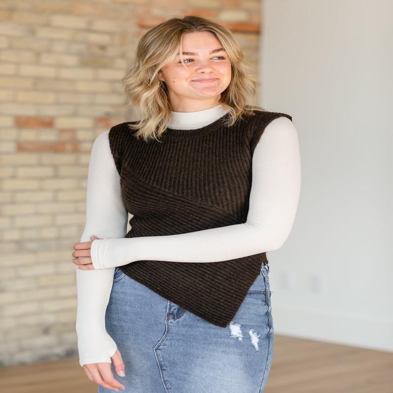 Steve Madden Jaylin Sleeveless Brown Sweater - FINAL SALE