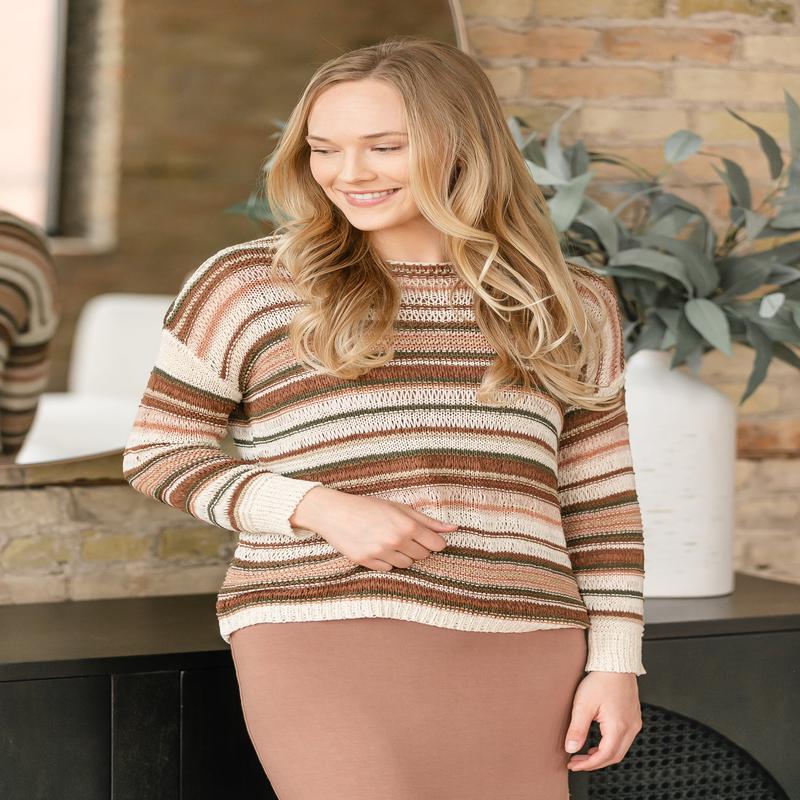 Striped Drop Shoulder Knit Top - FINAL SALE