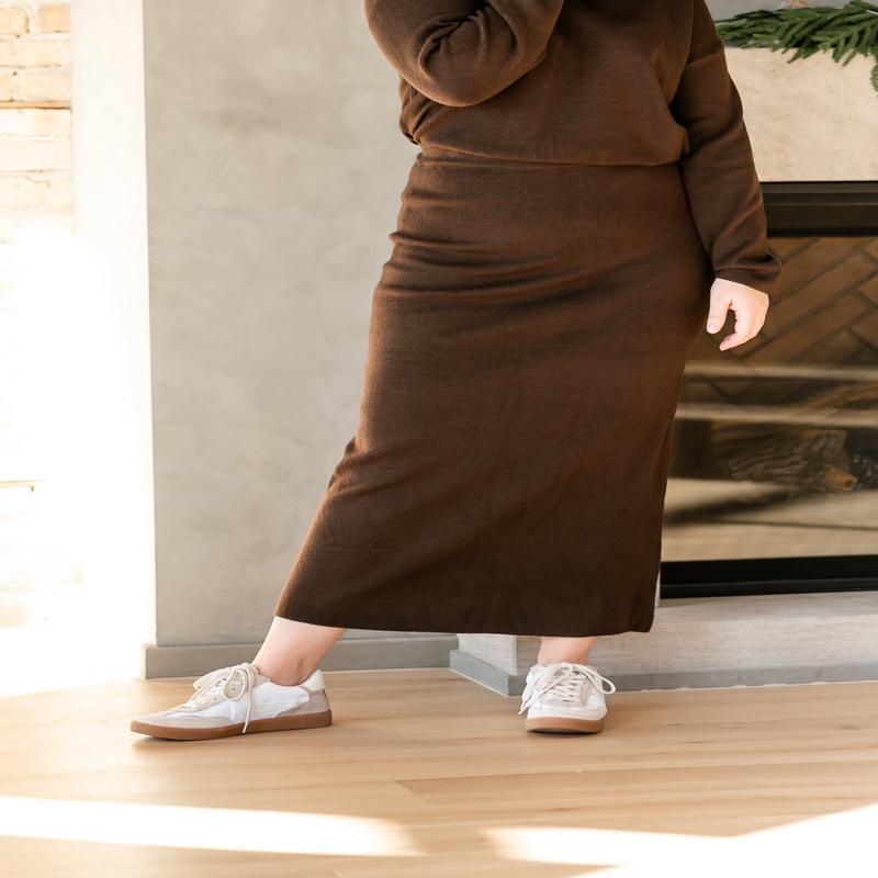 Chocolate Brown Knit Maxi Skirt - FINAL SALE
