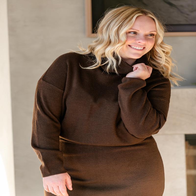 Chocolate Brown Turtleneck Sweater - FINAL SALE