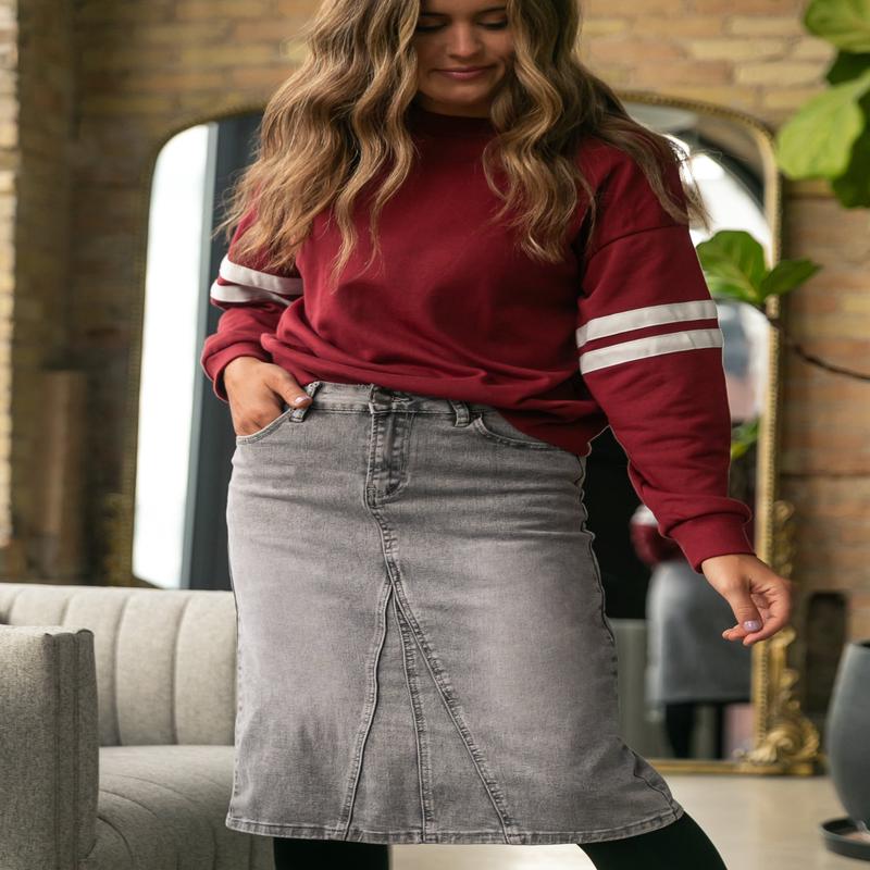 Claire A-line Denim Midi Skirt