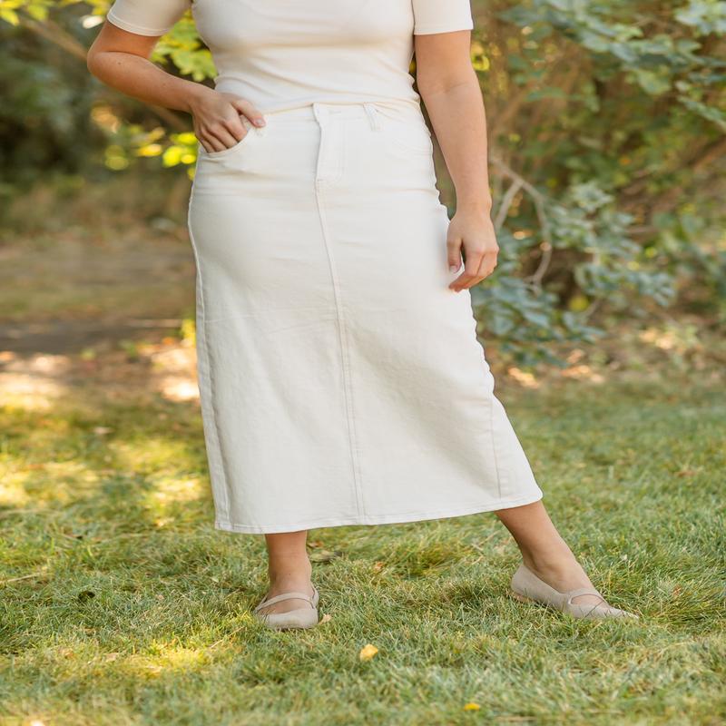 Cream Denim Maxi Skirt - FINAL SALE