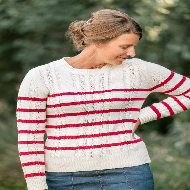 Darcy Red Stripe Chain Knit Sweater - FINAL SALE