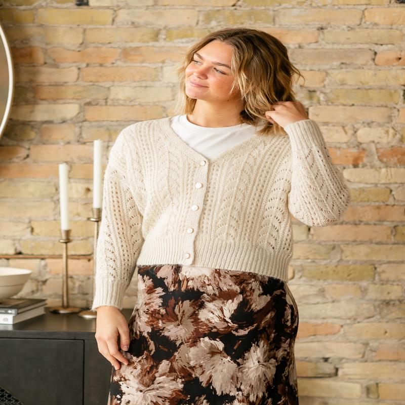 Grenier Pointelle Stitch Button Front Cardigan - FINAL SALE