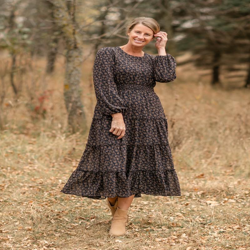 Jemma Navy Chiffon Long Sleeve Maxi Dress - FINAL SALE