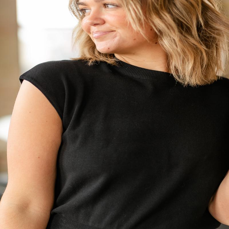 Kylie Black Cap Sleeve Sweater - FINAL SALE