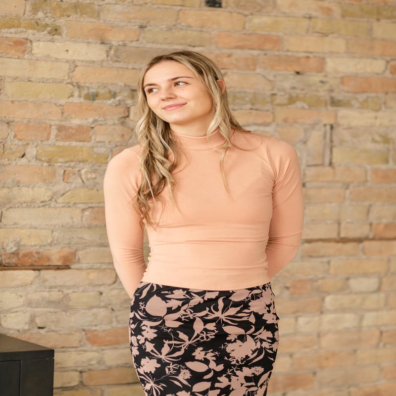 Long Sleeve Mockneck Peach Knit Top - FINAL SALE