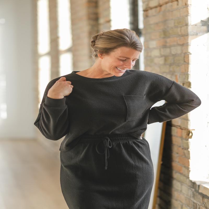 Nickie Cloud Knit Black Top - FINAL SALE