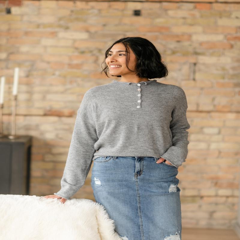 Piper Quarter Button Soft Knit Sweater - FINAL SALE