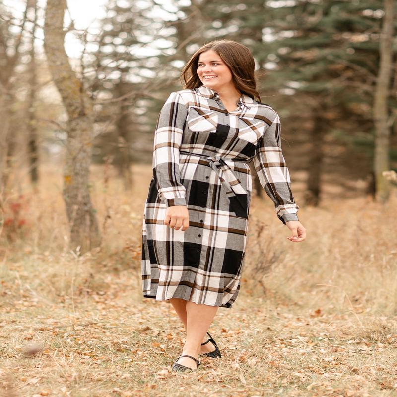 Plaid Print Midi Shirt Dress - FINAL SALE