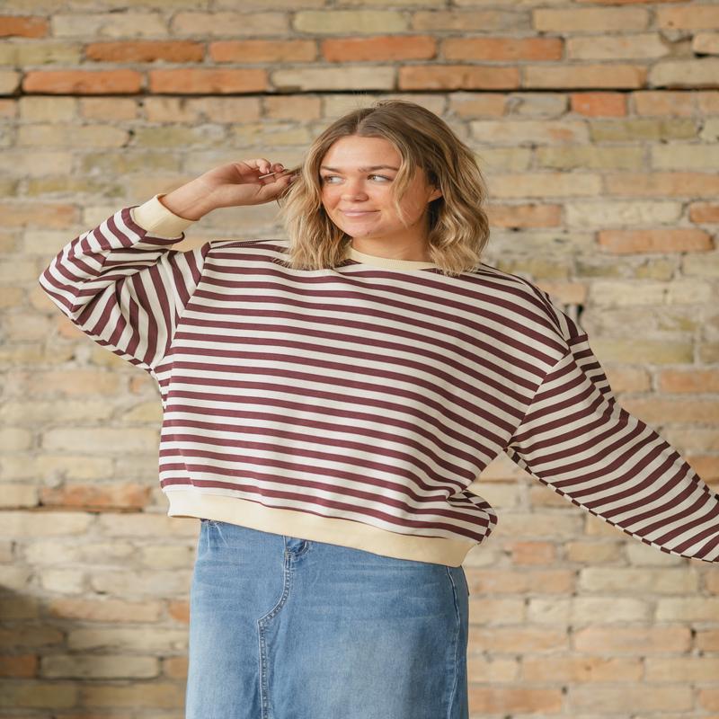 Porter Stripe Color Contrast Long Sleeve Top - FINAL SALE