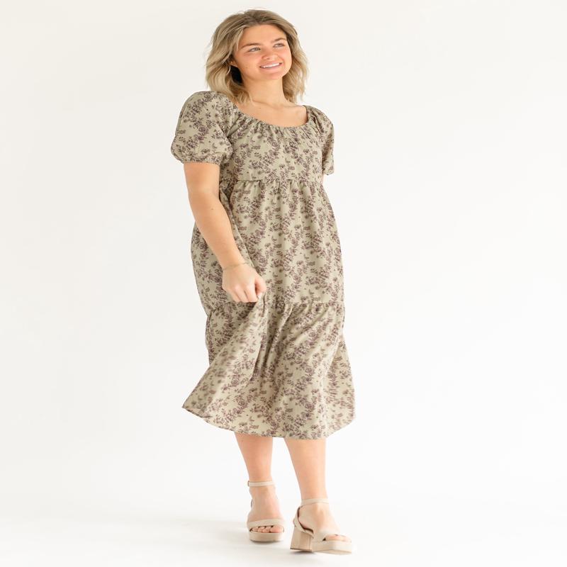 Purple Floral Midi Dress - FINAL SALE