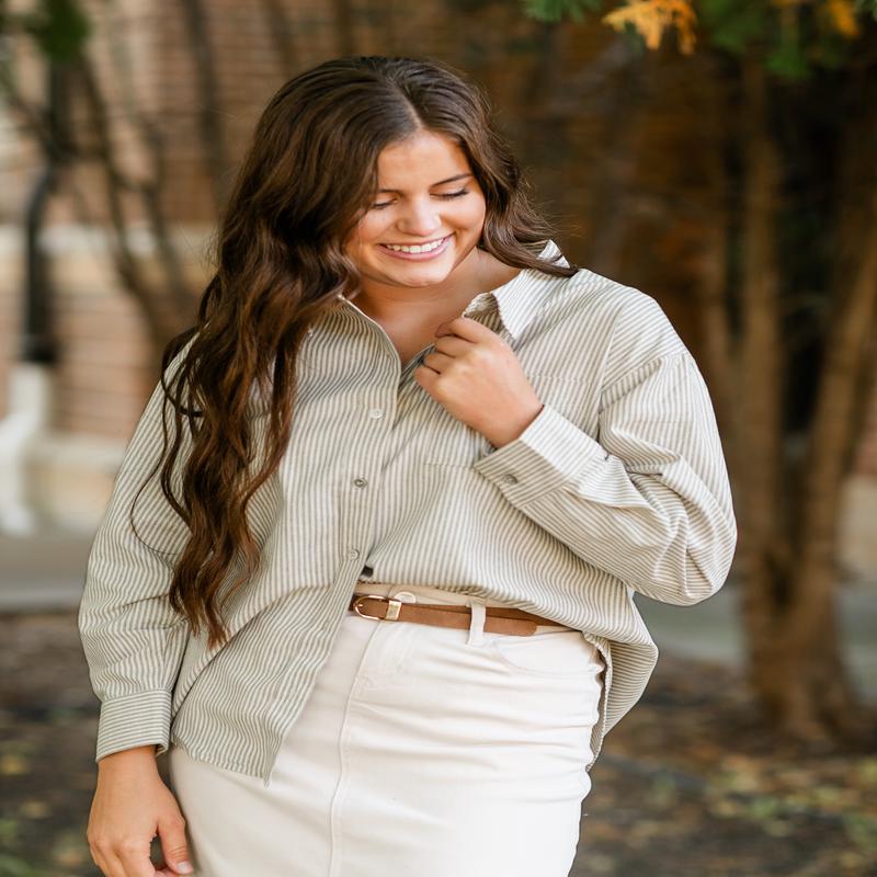 Striped Button Up Classic Top - FINAL SALE