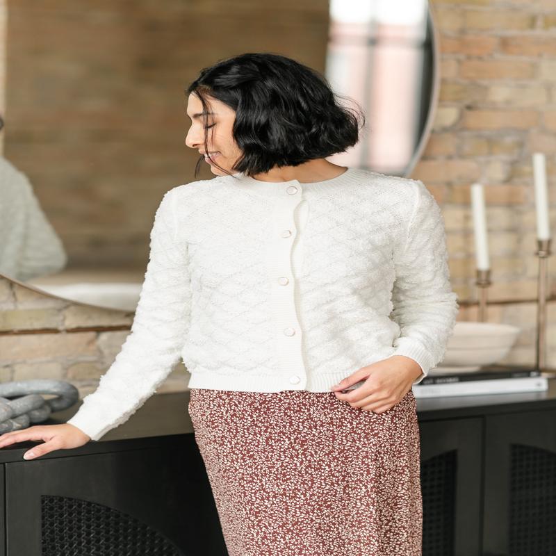 Ziva Textured Diamond Knit Cardigan- Final Sale