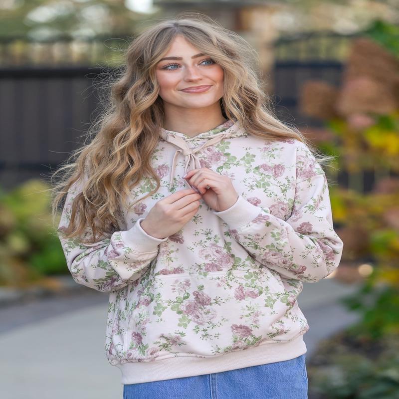 Floral Print Hooded Sweatshirt