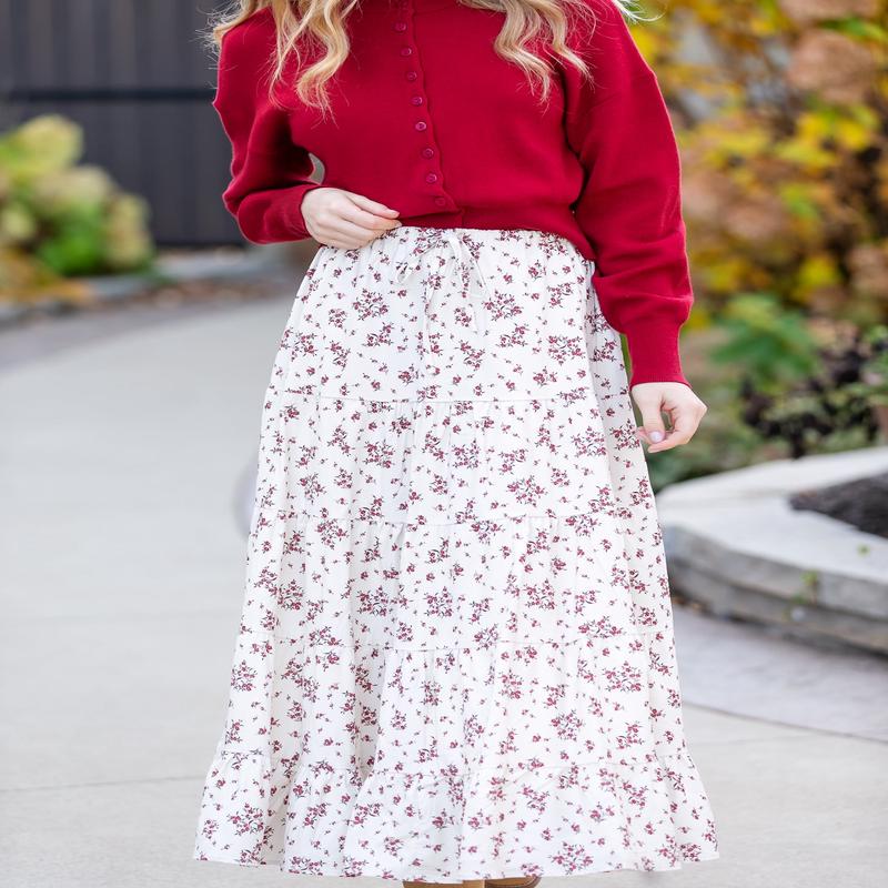 Floral Print Tiered Maxi Skirt